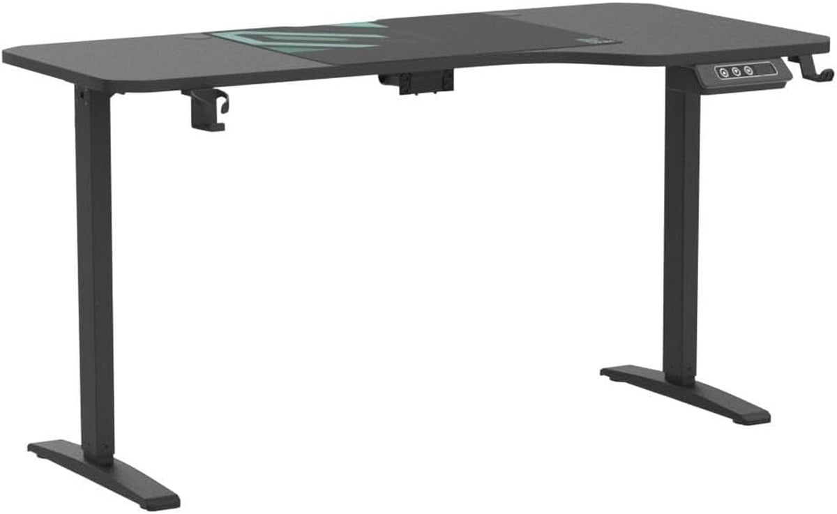 Dual Motor L Shaped Standing Desk 63”, Electric Height Adjustable Gaming Desk with Memory Presets, Child Lock, Sit Stand Reminder, Carbon Fiber Desktop, Cable Management, Cup Holder